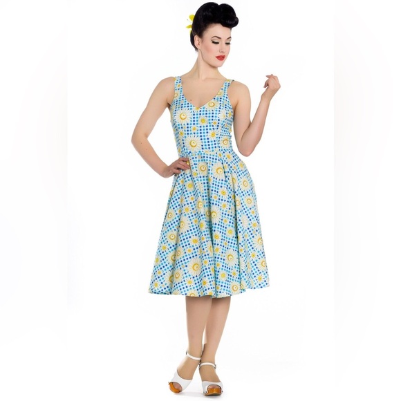 HELL BUNNY Sunshine 50's Rockabilly Pinup Swing Vintage Day Dress Medium - Picture 1 of 8